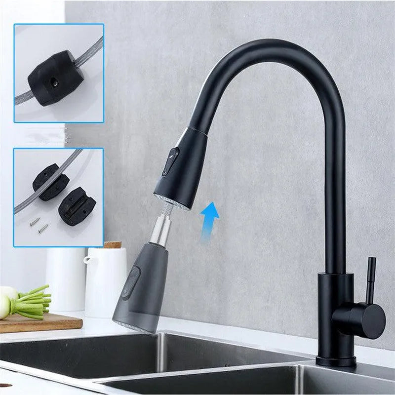 Kitchen Pull Hot And Cold Water Faucet Stainless Steel - Minihomy