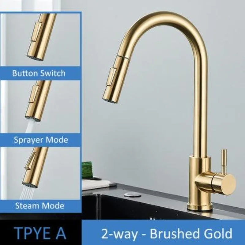 304 Stainless Steel Kitchen Pull-out Faucet - Minihomy