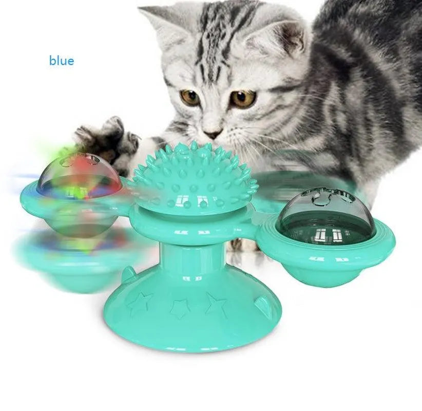 Cat Rotating Windmill Toy - Scratching, Teeth Cleaning, & Fun! - Minihomy