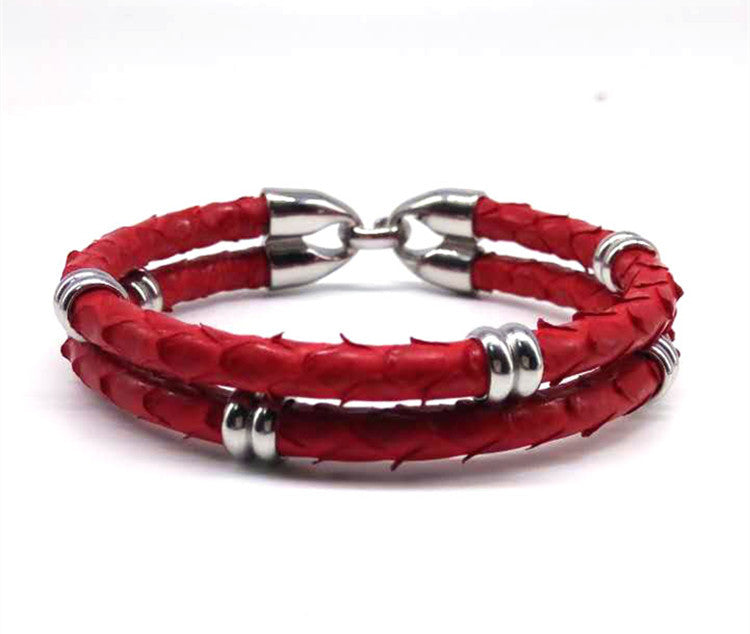 Handmade Snakeskin Bracelet Stainless Steel Jewelry - Minihomy