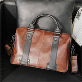 Men's shoulder bag crazy horse leather Messenger bag Korean version of the portable multi-function trend leisure diagonal package - Minihomy