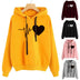 Heart Print Streetwear Hoodies Women Sweatshirts - Minihomy