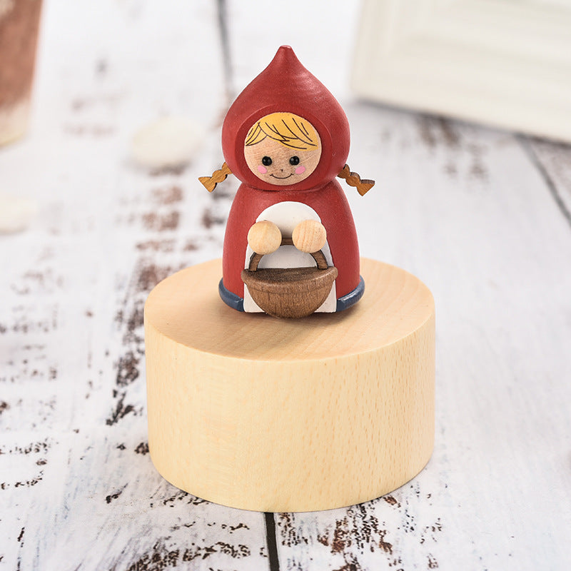 Wooden Mini Music Box Decoration Cartoon Crafts