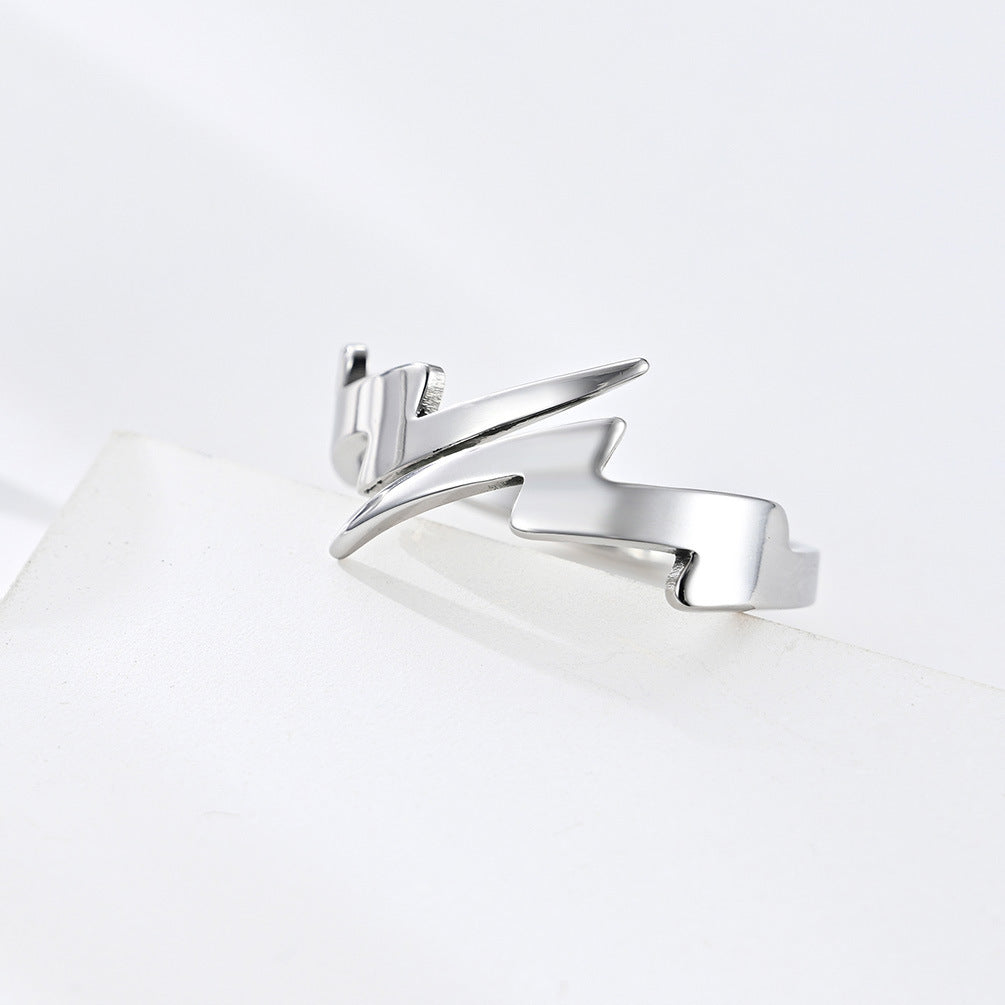 Simple Harajuku Lightning Tide Eclipse Ring Hollow Titanium Steel