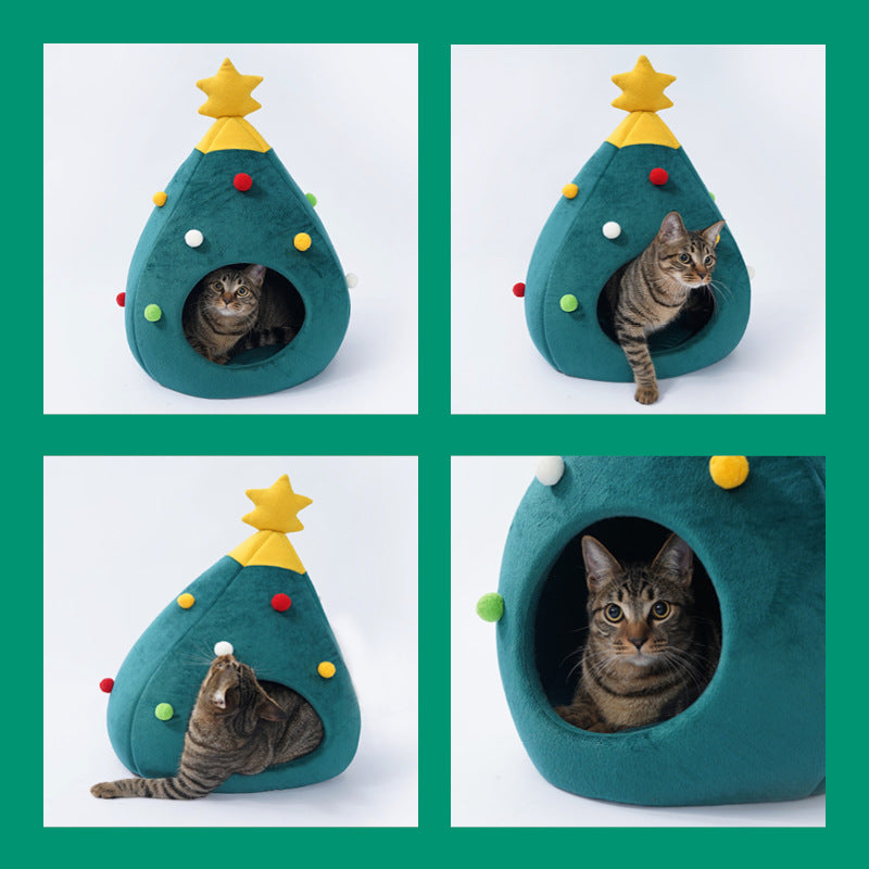 Pet Christmas Tree Bed Cat Mat Kennel - Minihomy