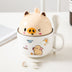 Cartoon Office Ceramic Mug With Lid Spoon - Minihomy