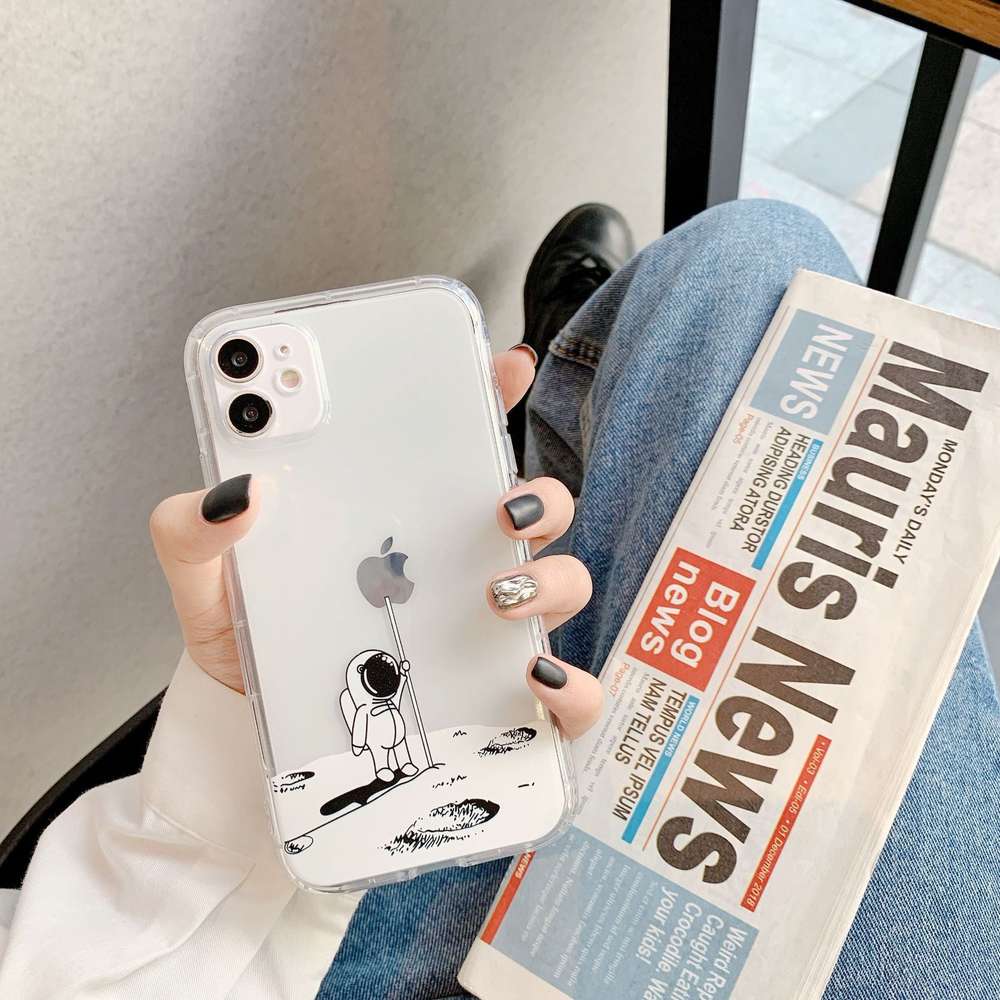 Creative Spaceman Transparent Cute Phone Case - Minihomy