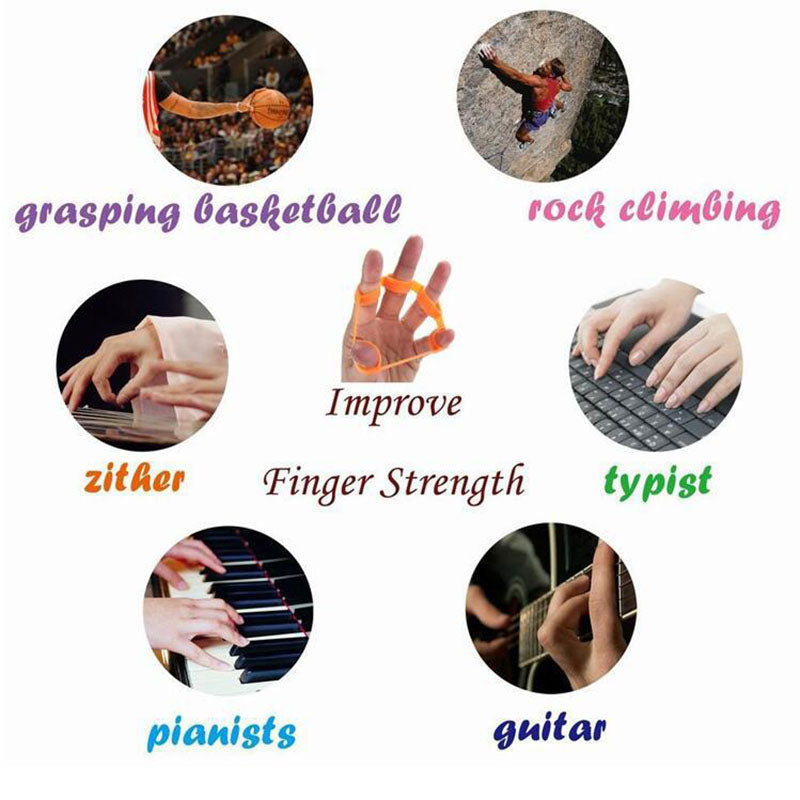 Silicone Finger Trainer Hand Gripper Resistance Bands Fitness - Minihomy