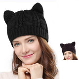 Hand Made 3D Cute Knitted Cat Ear Beanie Cap for Winter - Minihomy