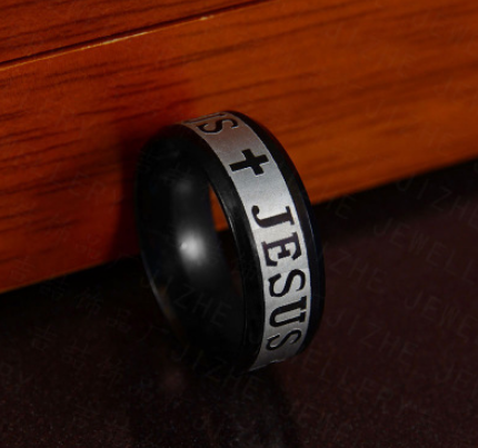 Stainless Steel Jesus Cross Ring - Religious Jewelry for Men & Women