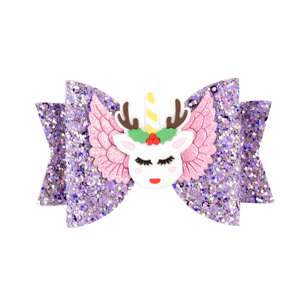 Bright Glitter Kids Fairy Bow Princess Hairgrips - Minihomy