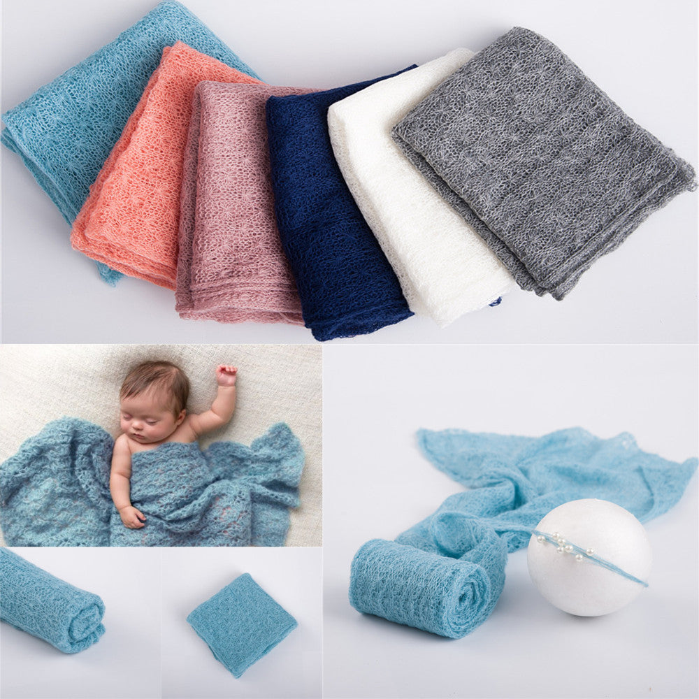 Newborn Photography Props Wrap Soft Mohair Knitted Baby Blanket - Minihomy