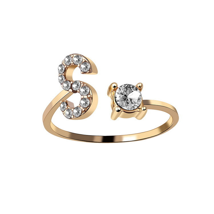 Adjustable 26 Initial Letter Ring Fashion Jewelry For Women - Minihomy