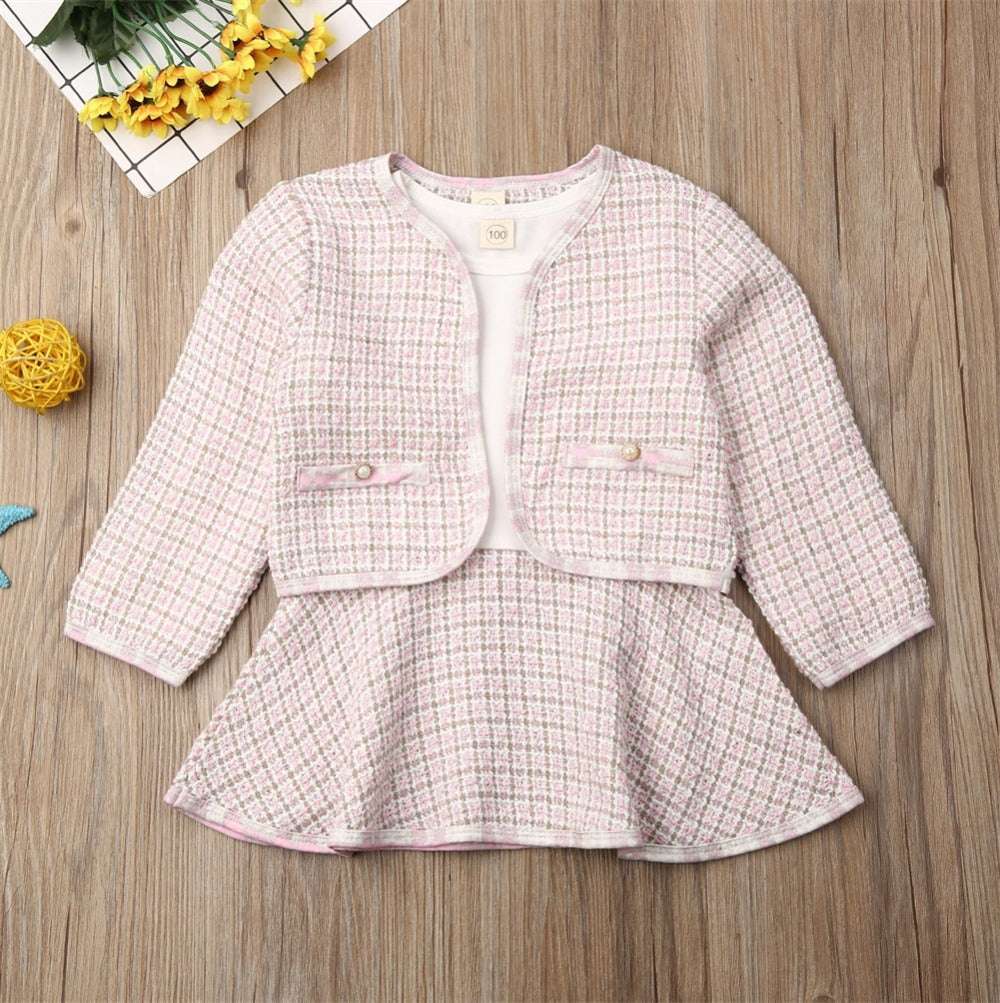 Long-sleeved Dresses Two-piece Children's Baby Small Incense Wind Suit - Minihomy