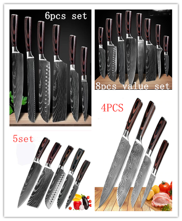 Carpenter's Special Knife Set: 6 & 8 Piece Chef Knives for Cooking - Minihomy