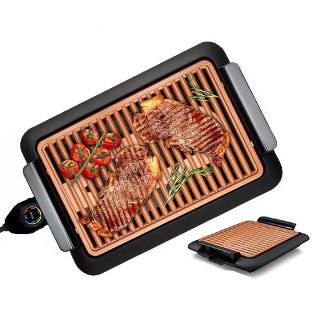 Non-stick Durable Electrothermal Barbecue Plate Fast BBQ Smokeless Grill with Temperature - Minihomy