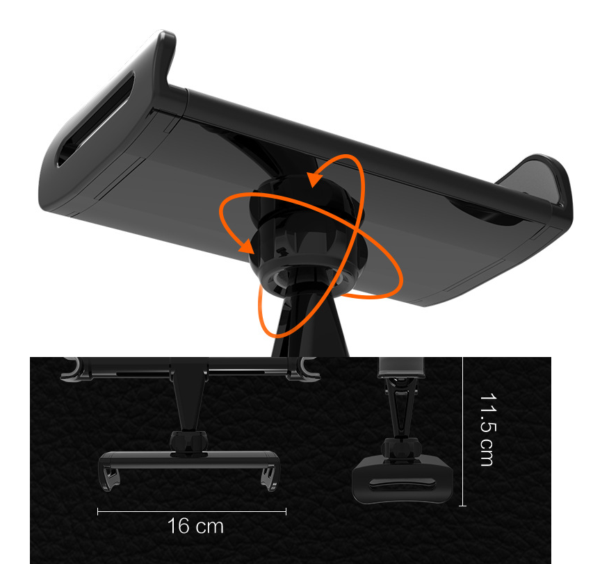 Space aluminum alloy car rear seat headrest mobile phone flat navigation bracket