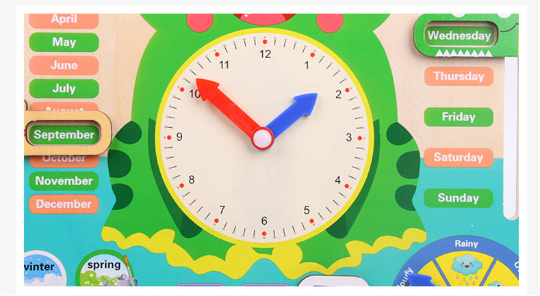 Montessori Wooden Toys Baby Weather Season Calendar Clock Time CognitionToys For Children - Minihomy