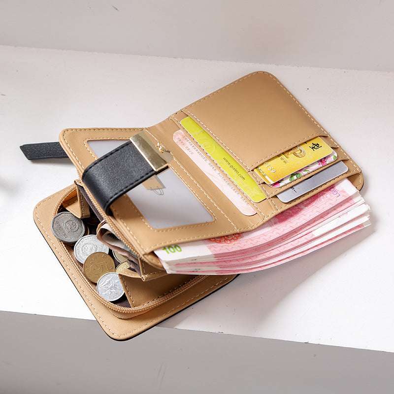 Korean Women's Wallet Short Hollow Clutch Bag Leaf Zipper Buckle Bills Card Pack - Minihomy