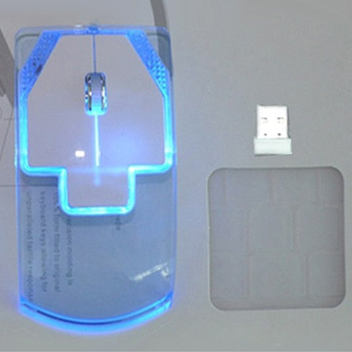 Creative Ultra-thin Transparent 2.4GHz Wireless Optical Luminous Mouse for PC Laptop - Minihomy