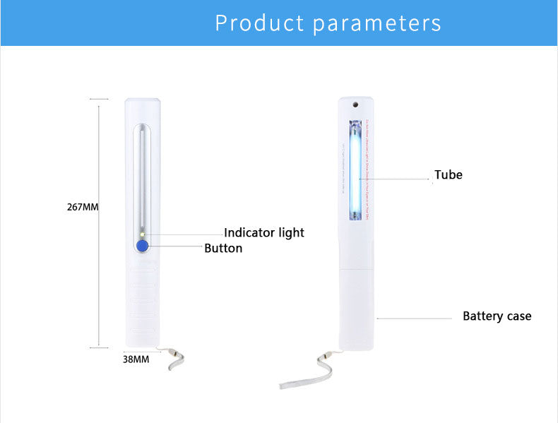 Ultraviolet Portable Disinfection Lamp Battery UV Sterilization lamp - Minihomy