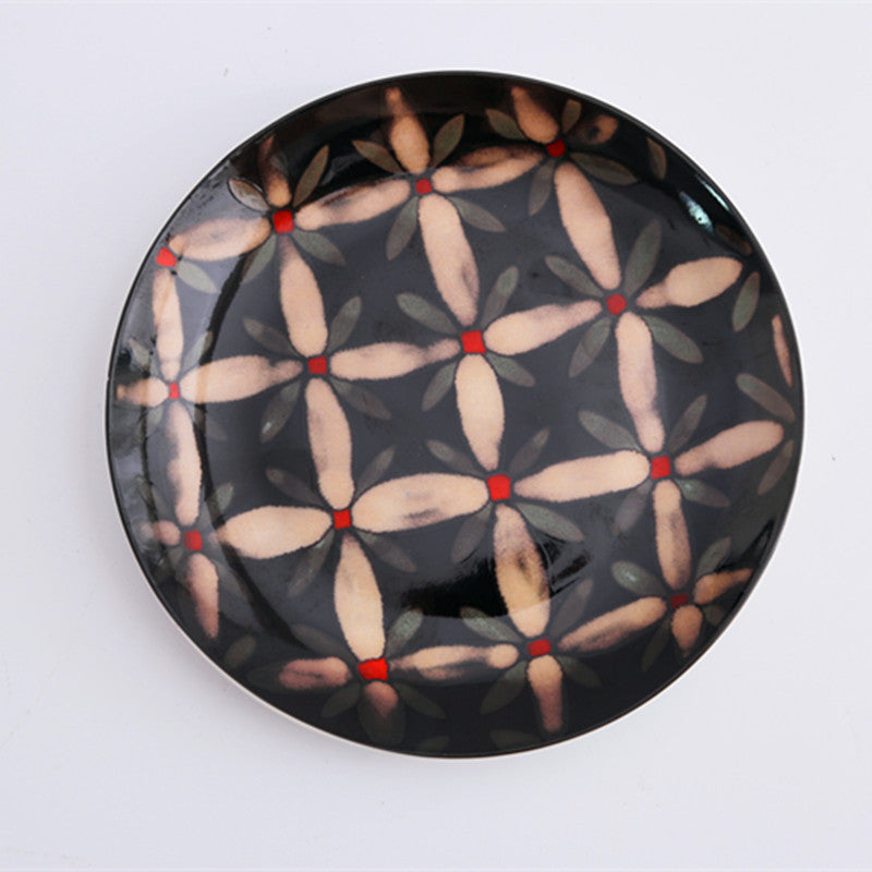 Floral round ceramic dinner plate - Minihomy