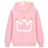 Crown hooded plus velvet sweatshirt - Minihomy