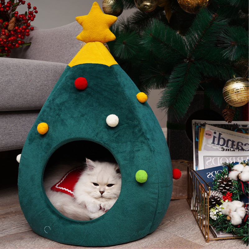 Christmas Tree Pet Bed Winter Warm Pet Nest Cat House Dog pet supplies - Minihomy