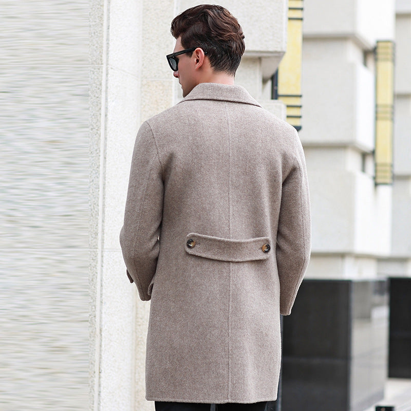 Double-breasted Mid-length Woolen Coat - Minihomy