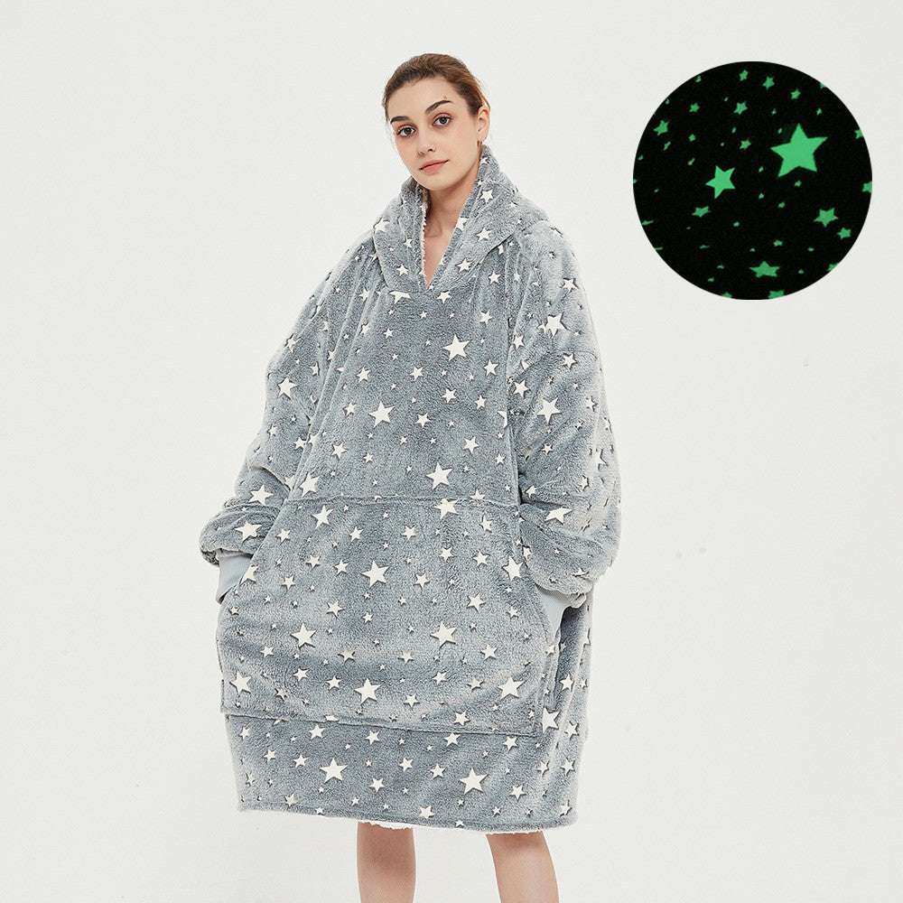 Glow In The Dark Stars Hoodie Blanket Oversized Sweatshirt Hooded Blankets - Minihomy