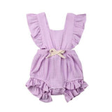 Lotus leaf lace sleeve bow baby dress - Minihomy