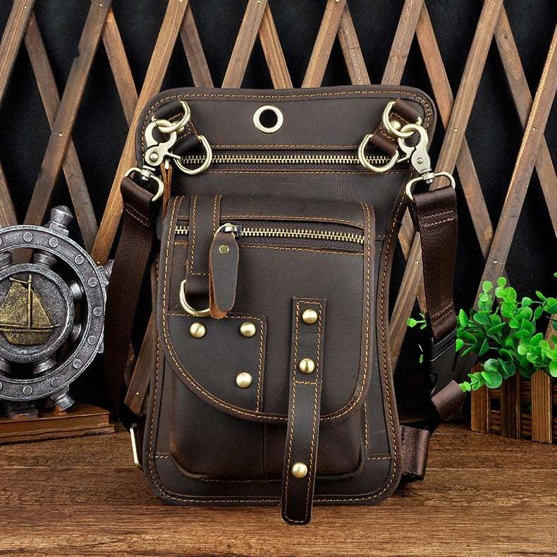 Genuine Leather Multipurpose Men Travel Mochila Crossbody Messenger Bag - Minihomy