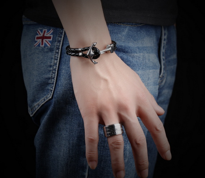 Men's Leather Bracelet European and American Punk Rock Style - Minihomy