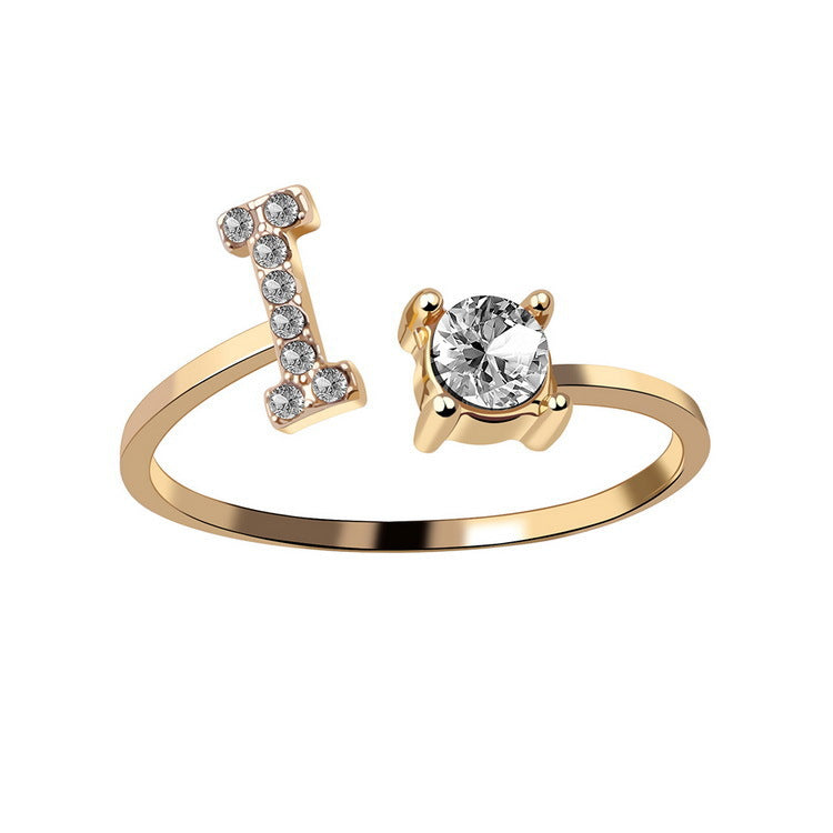 Adjustable 26 Initial Letter Ring Fashion Jewelry For Women - Minihomy