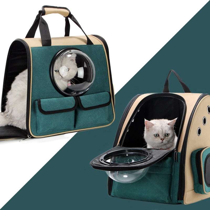 Cat Dog Out Door Portable Backpack Dog Cat astronaut transport travel carrying capsule tote double shoulder canvas bag - Minihomy