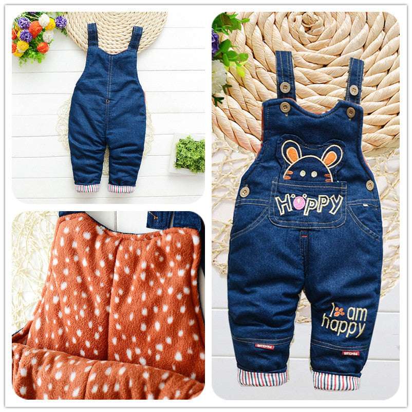 Infant Jeans Little Kids Cartoon Cute Suspenders Toldder Causal Trousers - Minihomy