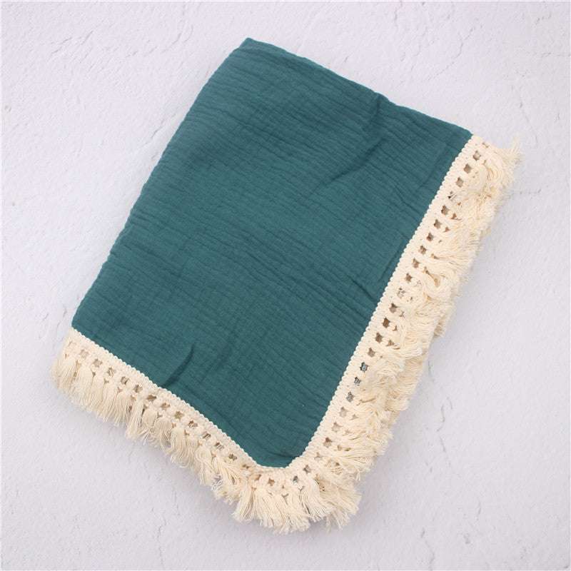 Baby Cotton Double Yarn Tassel Bath Towel - Minihomy