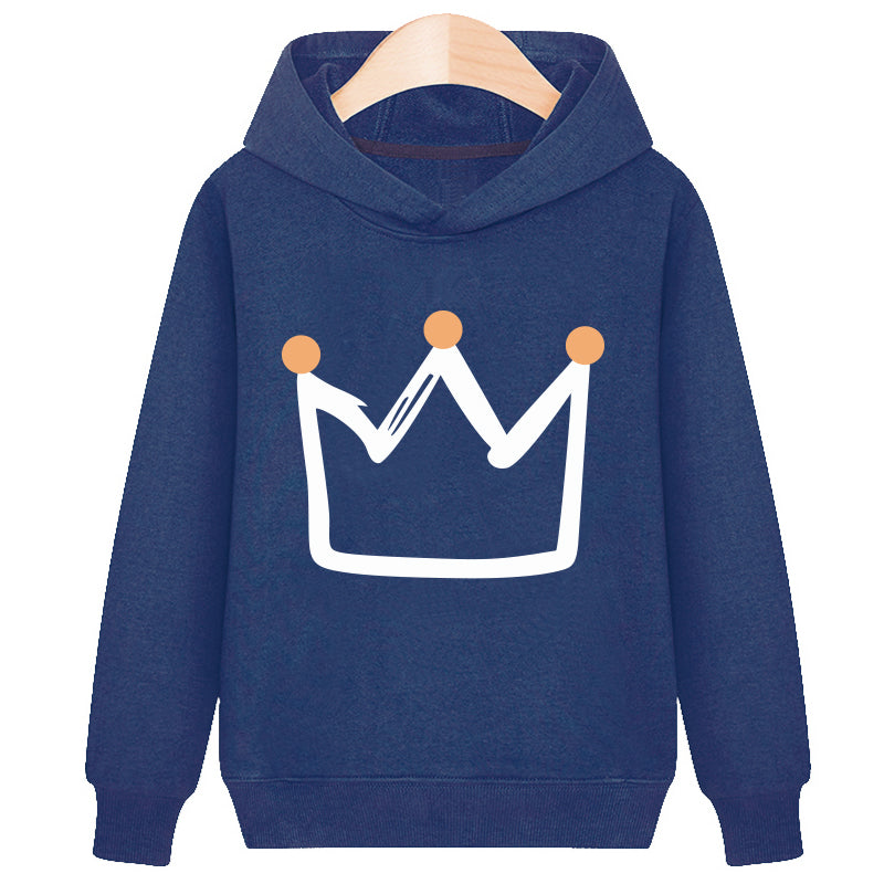 Crown hooded plus velvet sweatshirt - Minihomy