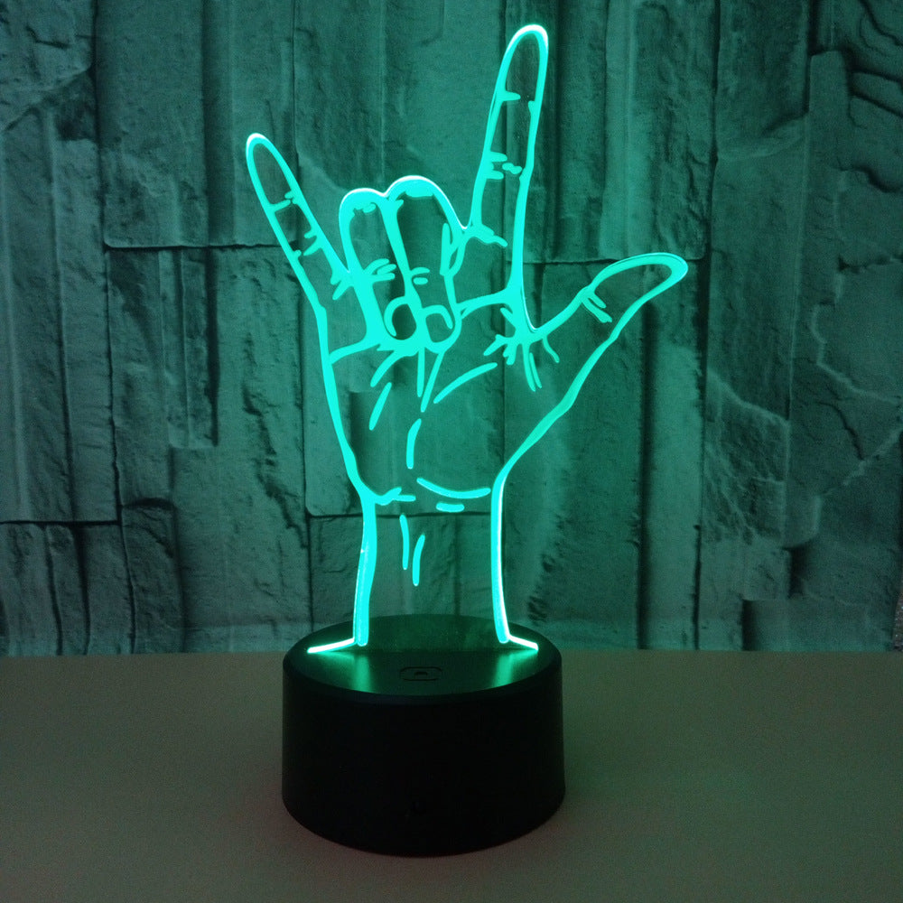 I love you gesture 3D lamp colorful touch remote control sign language 3D LED lamp Valentine''s Day gift - Minihomy