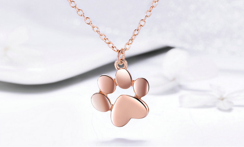 925 Silver Footprint Dog Cat Paw Print Foot Necklace - Minihomy