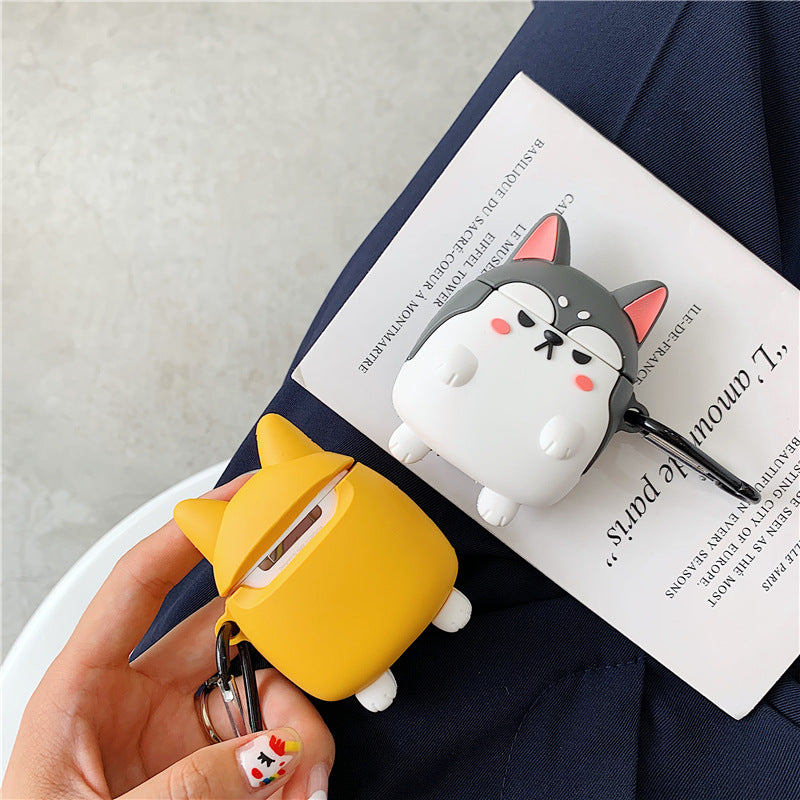 3D Cartoon Cute Shiba Inu Dog Earphone Silicone Case - Minihomy