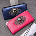 Clutch Coin Purse Women PU Leather Wallet Skull Flower Design Lady Purses - Minihomy