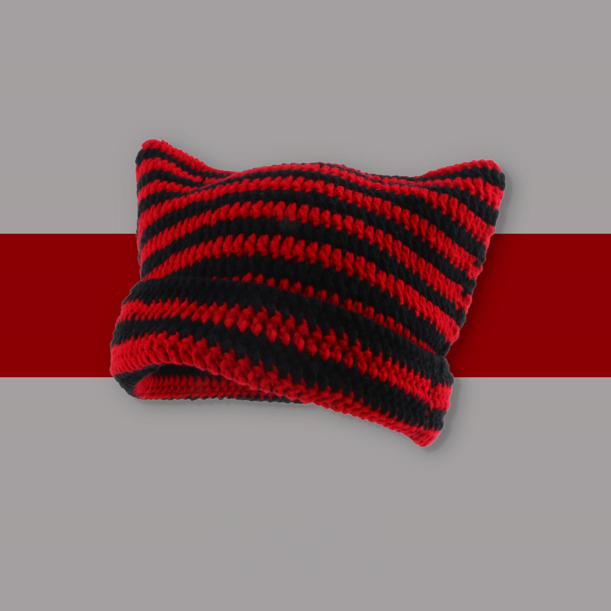 Ins Little Devil Striped Knitted Wool Hat Women - Minihomy