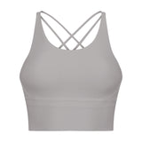 Solid Color Thin Shoulder Strap Sports Bra For Women