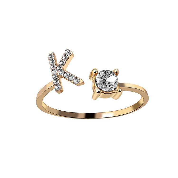 Adjustable 26 Initial Letter Ring Fashion Jewelry For Women - Minihomy