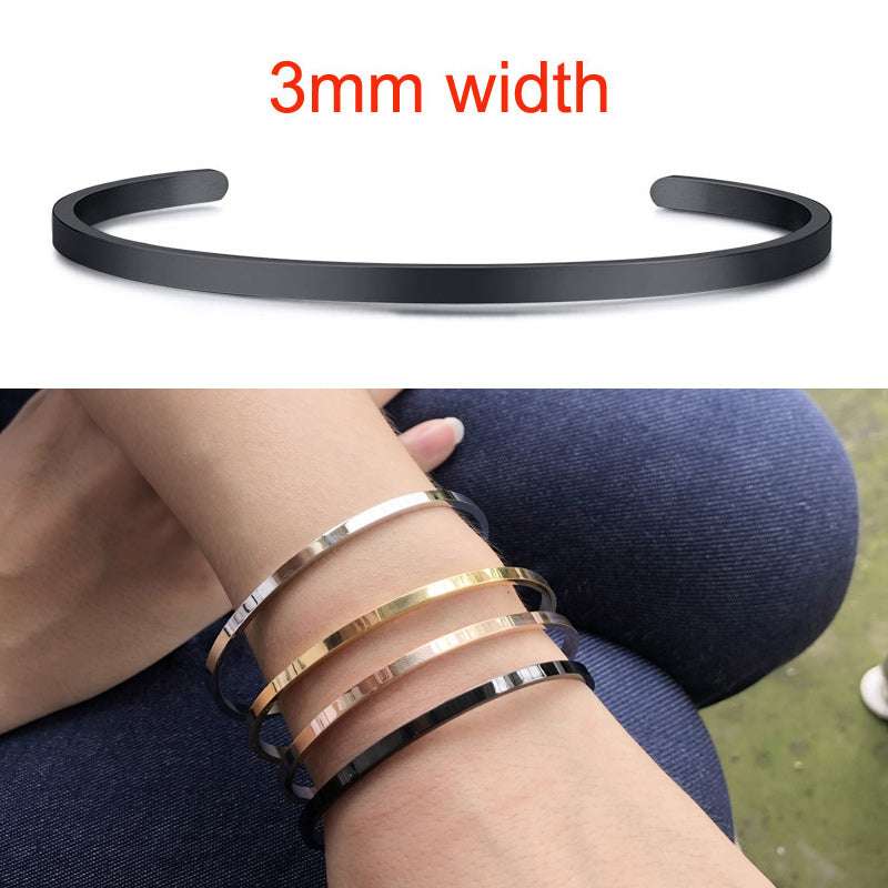 4MM C-shaped ladies bracelet with lettering - Minihomy