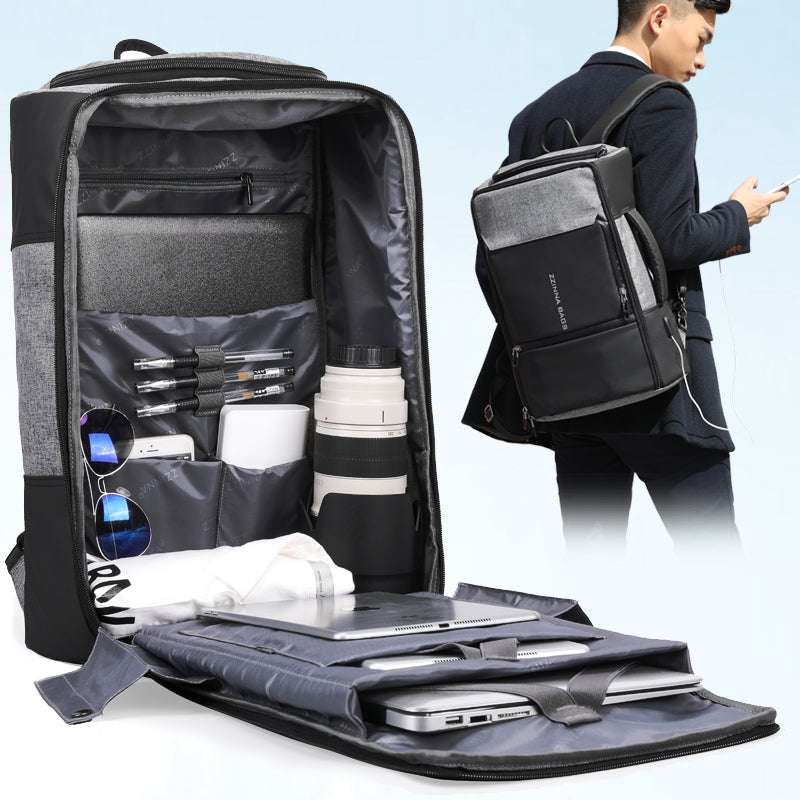 Business backpack men's school bag large capacity youth short-distance 17 inch travel bag - Minihomy