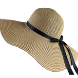 Summer seaside vacation beach hat bow ribbon female sunscreen straw hat folding