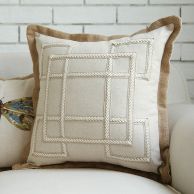 Geometric Embroidery Solid Color Pillow Case - Minihomy