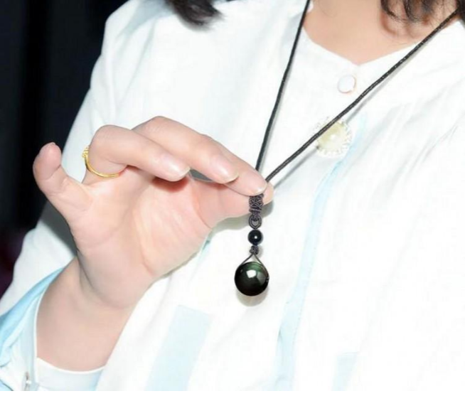 Natural Obsidian Rainbow Eye Transfer Good Luck Bead Pendant Necklace Polyester Rope Chain Necklace Jewelry For Women - Minihomy